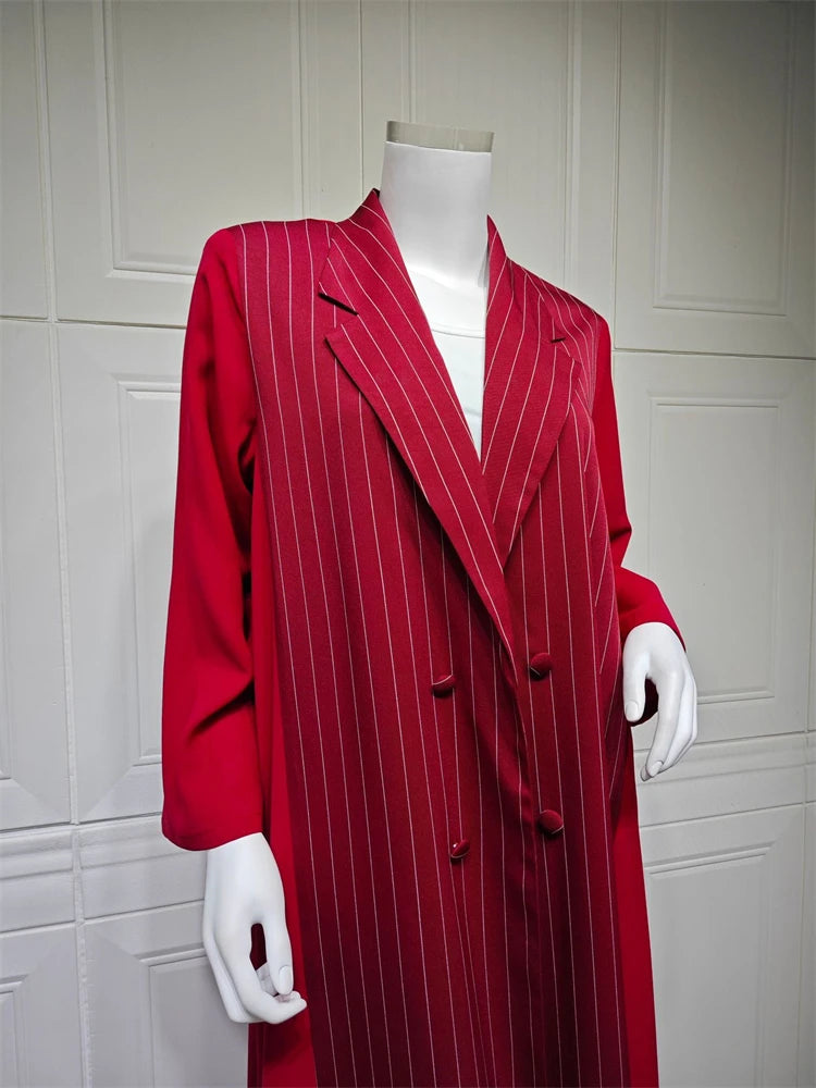 Ramadan Eid Red Kimono Open Abaya Damen Dubai Luxury Islam Muslim Summer Women Kebaya Kaftan Robe Femme Musulmane without hijab.