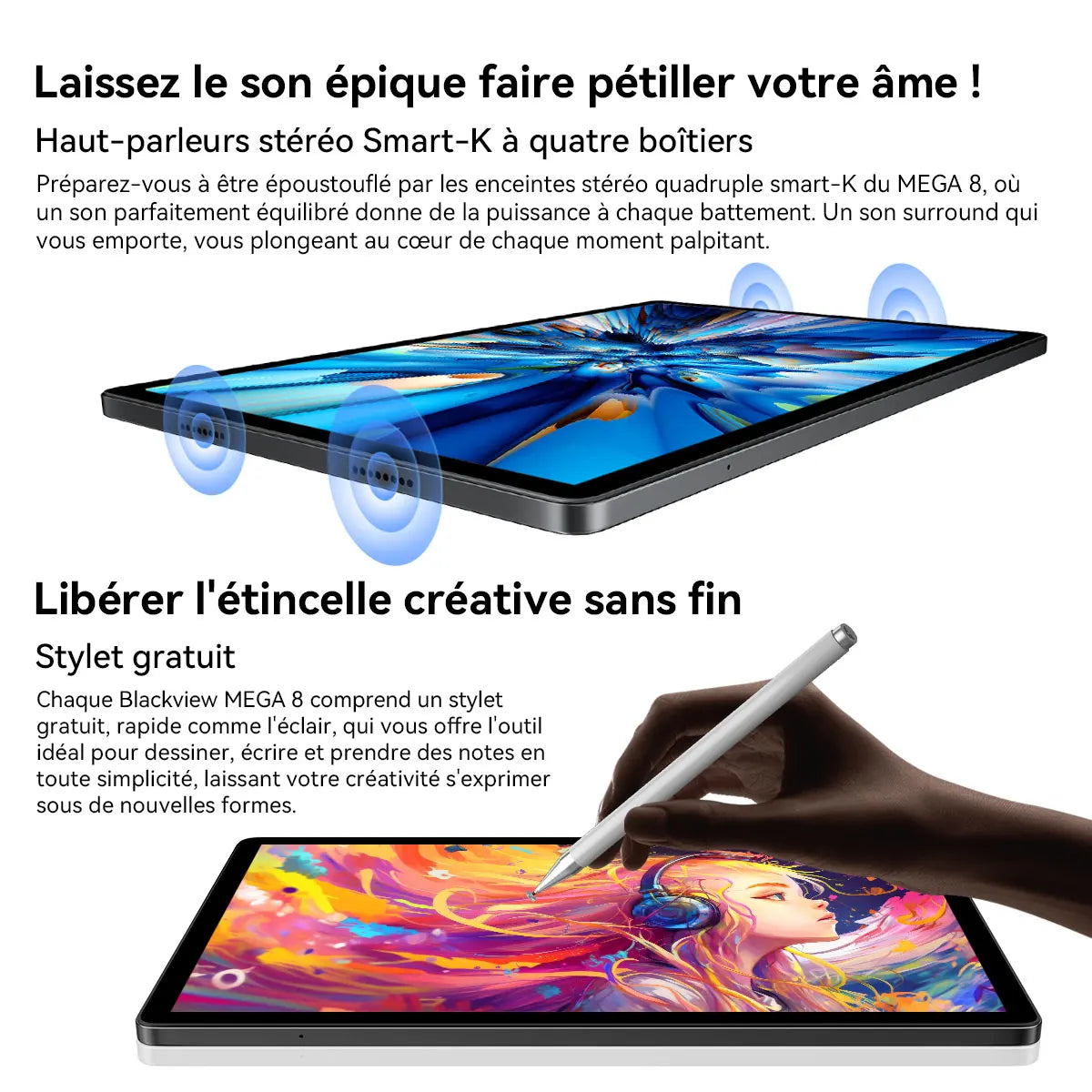 Blackview Mega 8 [No EU Charger] Tablet 11000mAh 13" FHD Display 36GB+512GB 50MP+13MP+0.08MP Android 15 90Hz 2K Dual SIM 4G 1080P.