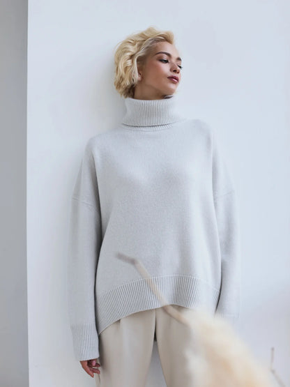 Herbst Und Winter Verdickte Rollkragenpullover frauen Lose Faul Gestrickte Pullover Silhouette Casual Pullover