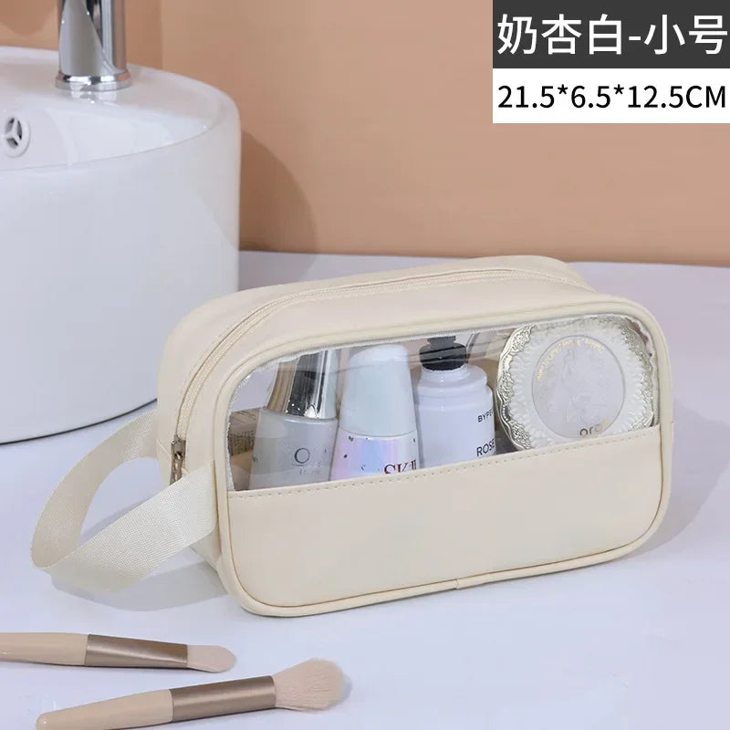 Waterproof Cosmetic Bag Portable Portable Cosmetic Storage Bag Large Capacity Pu Transparent Wash Bag Travel Storage Bag