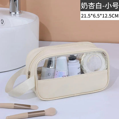 Waterproof Cosmetic Bag Portable Portable Cosmetic Storage Bag Large Capacity Pu Transparent Wash Bag Travel Storage Bag