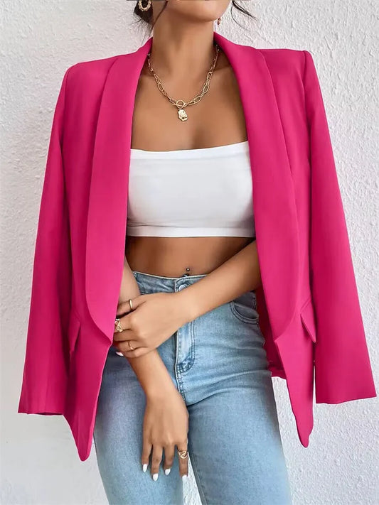 Koreanische Beliebte Rosa Neue Oberbekleidung Frauen 2024 Mode Weiblichen Frühling Jacke Casual Langarm Schwarz Blazer Mäntel