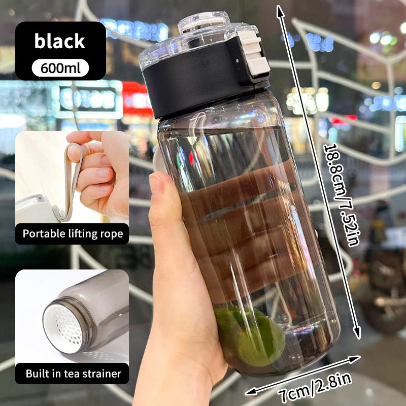 400/600/800ML Large Capacity Sports Water Bottle Leak Proof Plastic Cup Drinking Outdoor Travel Portable Gym Fitness Jugs.