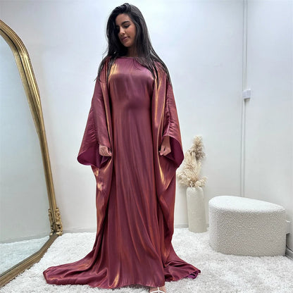 Batwing Butterfly Satin Abaya Dubai Luxury Muslim Kaftan Maxi Dress Abayas For Women Kebaya Robe Caftan Marocain Femme Vestidos