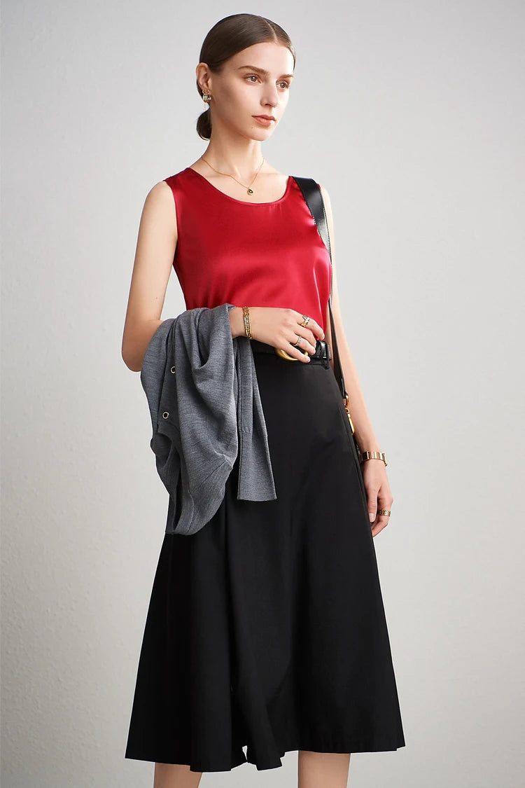 SuyaDream. Damen Basic Cozy Tanks, 100 % echte Seide, O-Ausschnitt, ärmelloses, schickes T-Shirt, 2025, solide Sommerwesten, Weiß, Rosa, Beige