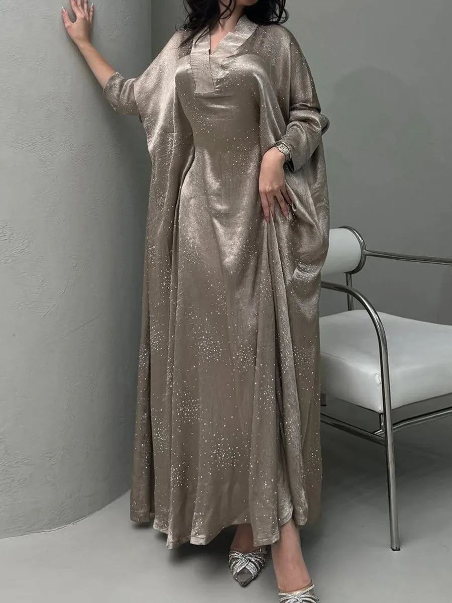 Women Ramadan Eid Arabic Dubai Abaya Luxury Muslim Fashion Hot Beading Long Dress Kaftan Robe Femme Islam Prayer Clothing Kebaya.