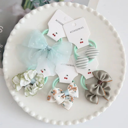 10Pcs/Lot, Elastic Hair Bow Clips for Children, Children's Headwear Hair Accessories for girls, Cute Hair ties, Lovely Hair Rope