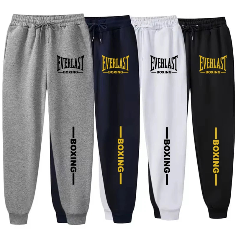 2025 Autumn Winter EVERLAST Printed Running Pants Men Women Outdoor Sports Fitness Pants Jogging Fleece Casual Sports Pants.