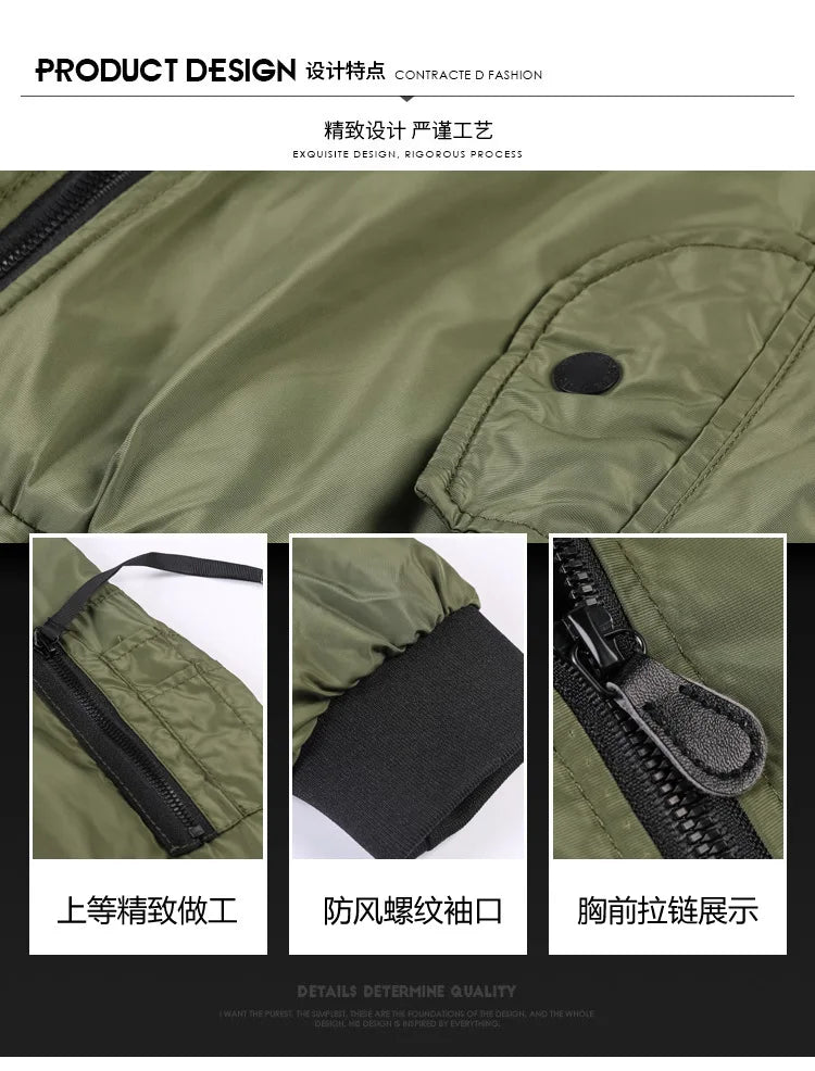 2025 Men's Fashion Cotton Warm Jackets Slim Fit Bomber Jacket  Autumn Winter Outdoor Casual Long Sleeve Warm Coats for Men 5XL.