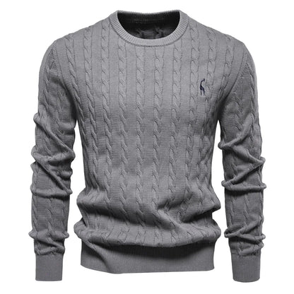 2024 High-quality Men's Sweater Pullover New Deer Embroidery Solid Color Knitted Sweater Men's Knit Sweaters  Men Clothing