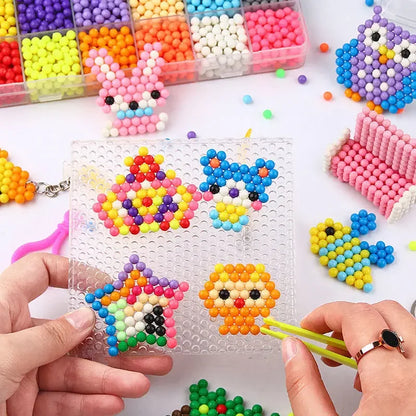 DIY Water Spray Magic Sticky Beads Toy Set Children's Handmade Puzzle Craft Kit Sensory Crystal Beads Kids Art Educational Gifts.