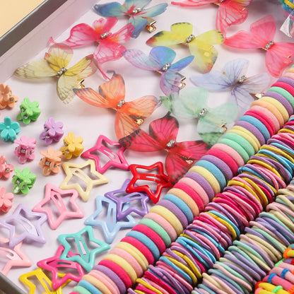 287-881PCS (The box is a shooting prop) Children's Hair Clips, Hair Scrunchies, Gift Claw Clips, Hair Accessory Set, Gift Box, P.