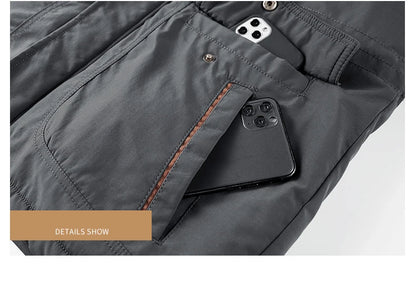 Thick Coat Winter Outdoor Running Sports Windproof Warm Fleece Hooded Cargo Jacket Men Removable Hood Thick Warm Fleece Jacket