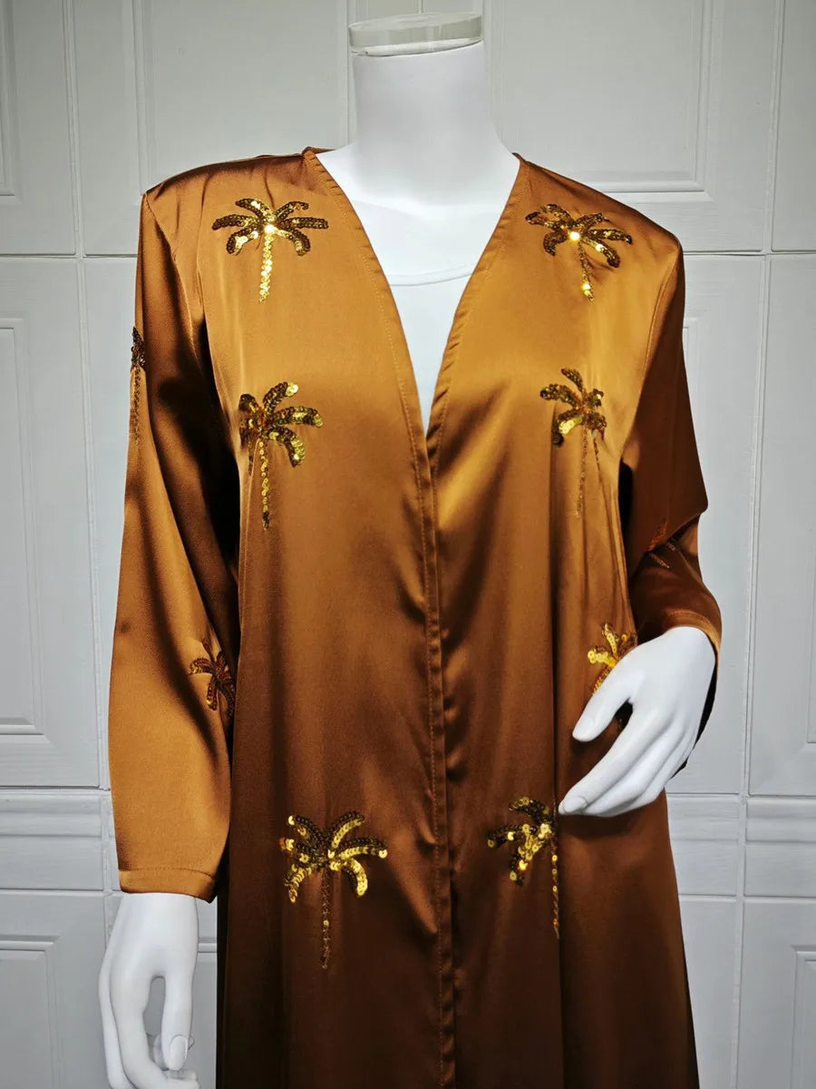 Women Eid Dubai Abaya Luxury Muslim Fashion Sequin embroidery Kimono Cardigan Long Dress Kaftan Robe Femme Islam Clothing Kebaya.