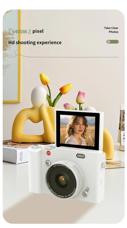 CCD Retro Video Recorder 4K Digital Camera 2.4 Inch 16X Digital Zoom 180° Flip Screen Selfile Compact Digital Photography Camera.