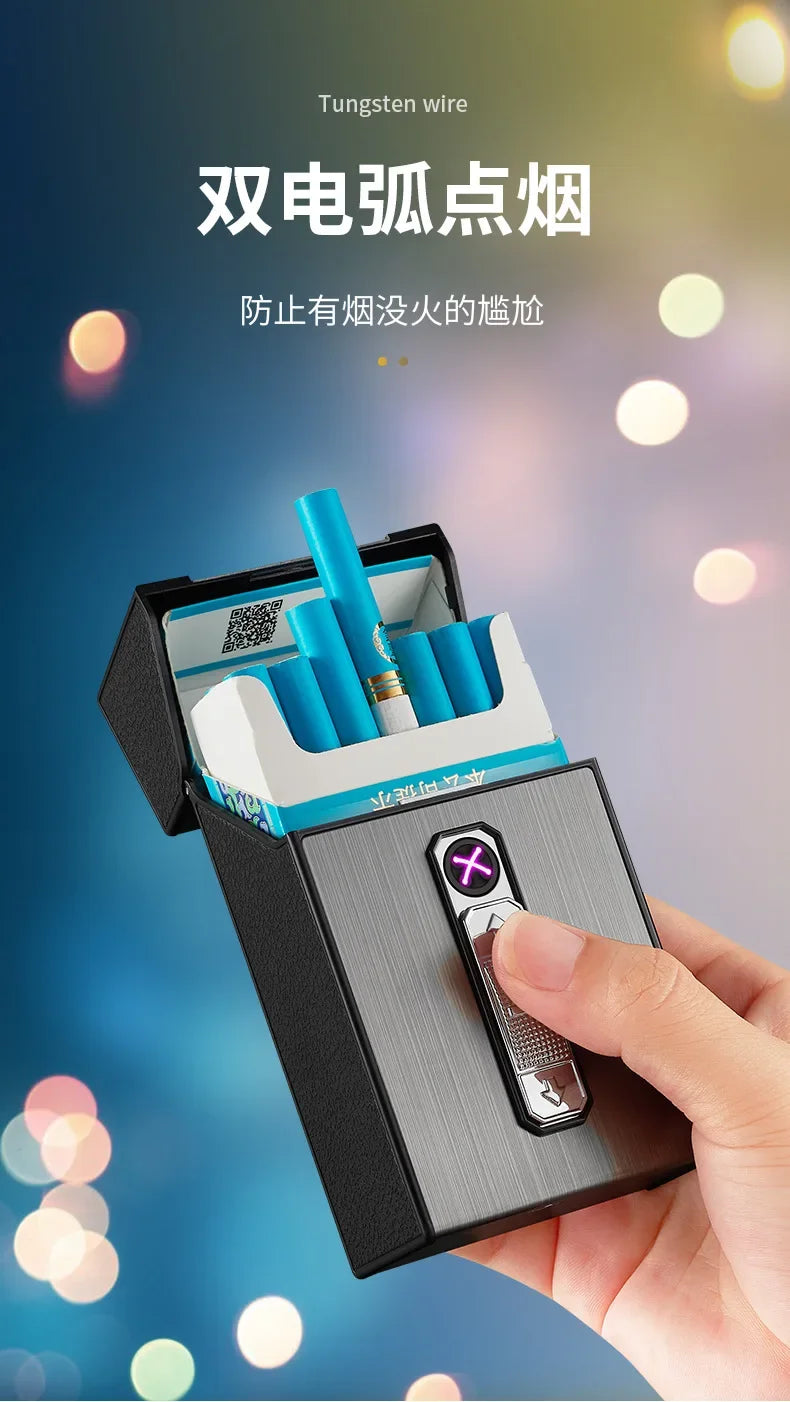 20 Whole Pack Cigarettes Dual Arc USB Charging Lighter Outdoor Moisture-proof And Waterproof 2 in 1 Electronic Lighters Smoking.