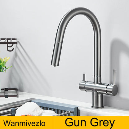 Wanmivezlo Extend Nozzle Kitchen Faucet 360 Degree Rotate Hot Cold Mixer kitchen Taps Dual Handle Drinking Water Tap