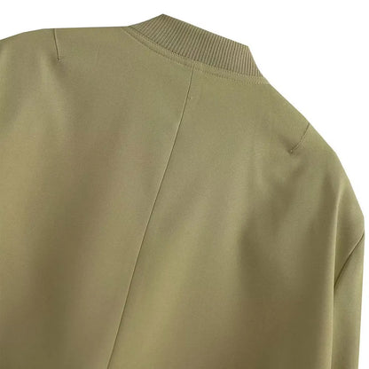 Women Fashion With Pockets Bomber Jacket Coats Vintage Long Sleeve Front Button Casual Female Outerwear Chic Tops.