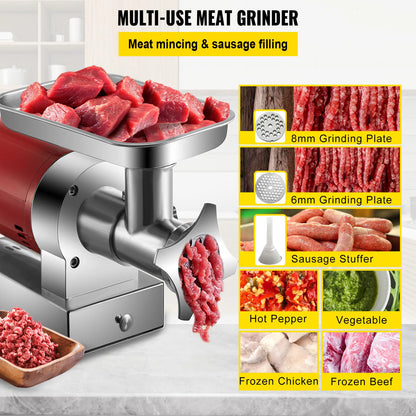 SucceBuy Electric Meat Grinder, 661 Lbs/Hour 1100 W Meat Grinder Machine 1.5 HP Electric Meat Mincer with 2 Grinding Plates,.