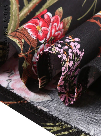 Cotton Y2K Summer Mini Skirts Women Harajuku Pencil Beach Streetwear Vintage Black Floral Print Short A Line Skirt Falda Corta.