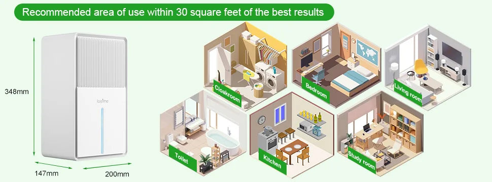 LOEFME 3.0L Air Dehumidifier Portable Mute Moisture Absorbers Machine Air Dryer Deodorizer Dryer For Home Bedroom Office Kitchen.