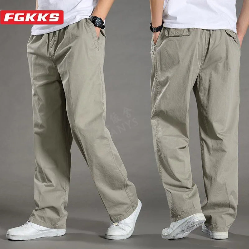 FGKKS 2024 Outdoor Casual Pants For Men Solid Color Large Pocket Breathable Pants High Quality Design Hot Casual Pants For Men.