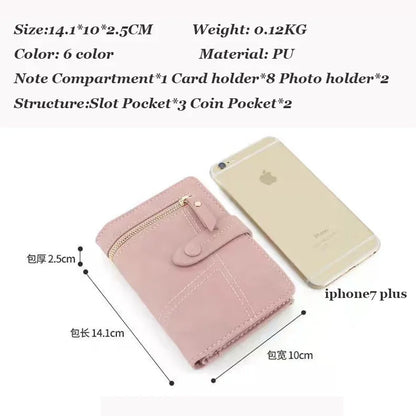 Personalized Name Women’s Short Wallet -Customize Name Multifunctional Solid Color Stitching Buckle，Multi-Card Slot Coin Purse.