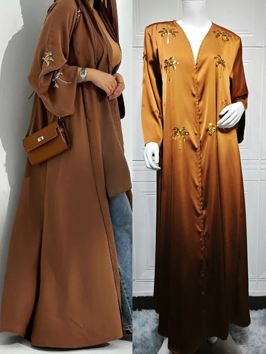 Women Eid Dubai Abaya Luxury Muslim Fashion Sequin embroidery Kimono Cardigan Long Dress Kaftan Robe Femme Islam Clothing Kebaya.