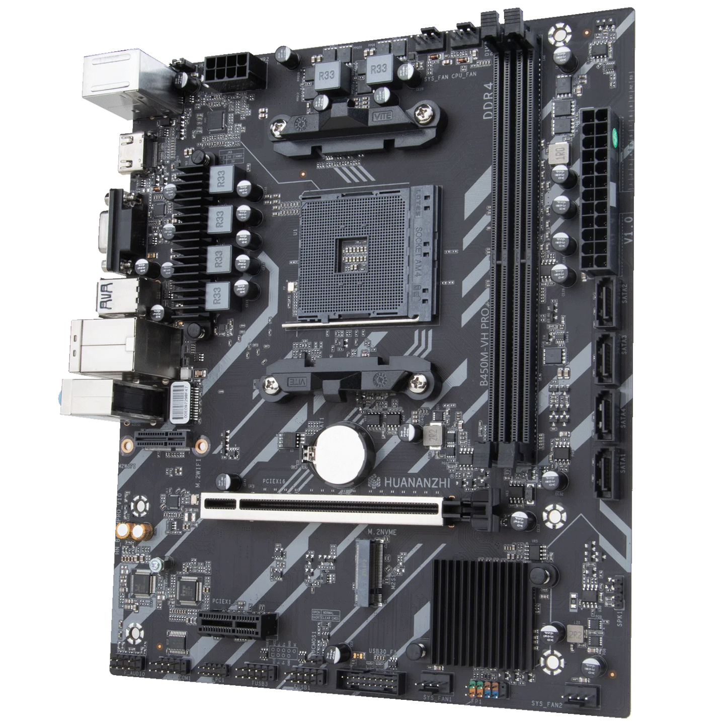 HUANANZHI AMD B450M VH PRO Gaming Motherboard USB3.0 M.2 Nvme Sata3 Supports Ryzen 5500 5600 5600G CPU.