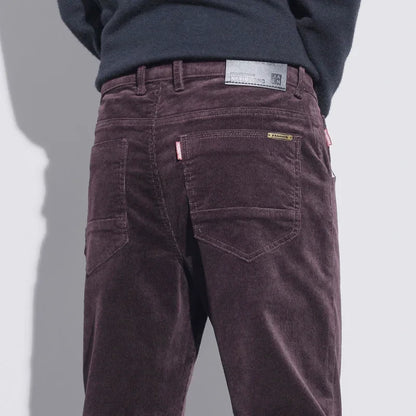 KUBRO High Quality Corduroy Fabric Men's Business Casual Trousers Autumn Korean Style Small Straight Slim Versatile Cargo Pants