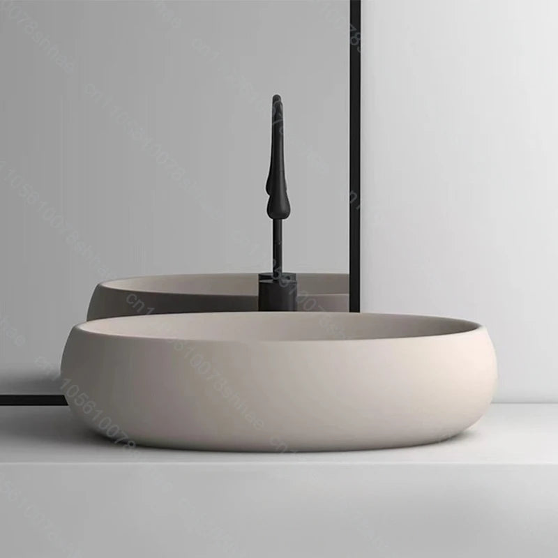 Modernes, luxuriöses Badezimmer-Waschbecken aus Keramik mit Abfluss, Arbeitsplatte, Waschbecken, Waschbecken über der Theke, künstlerisches Waschbecken
