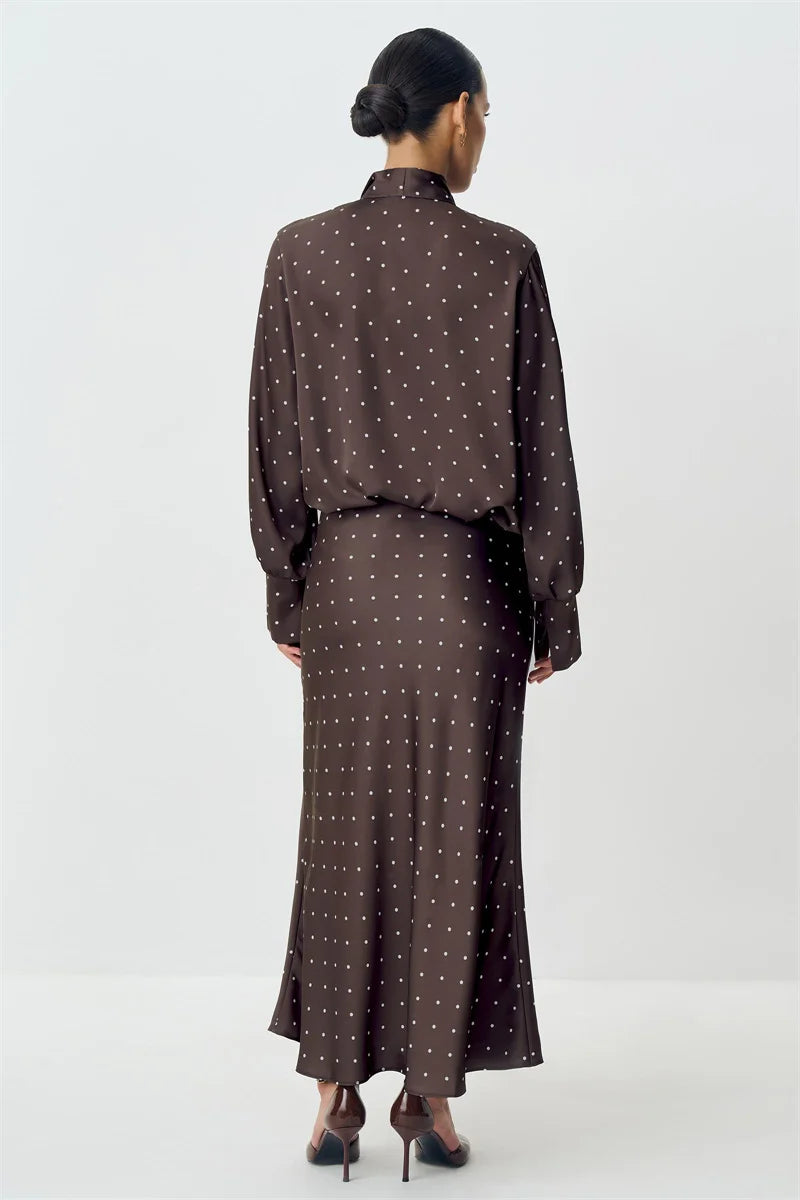 Blifanbo  Polka Dot High Waist Midi Skirt For Women Stain Slim Elegant Bodycon Midi Skirt Autumn fashion Female Skirt Streetwear.