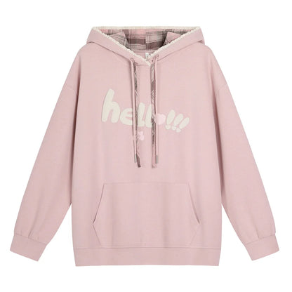 GIBSIE Plus Size Kängurutasche Kordelzug Hoodies Damen Herbst und Winter Kapuze Langarm bedruckt lose Sweatshirt Tops.