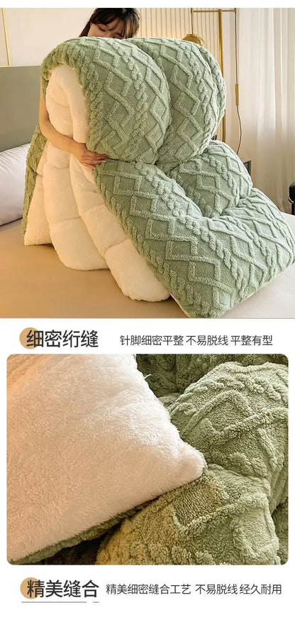 New Super Thick Winter Warm Blanket for Bed Artificial Lamb Cashmere Weighted Blankets Soft Comfortable Warmth Quilt Comforter