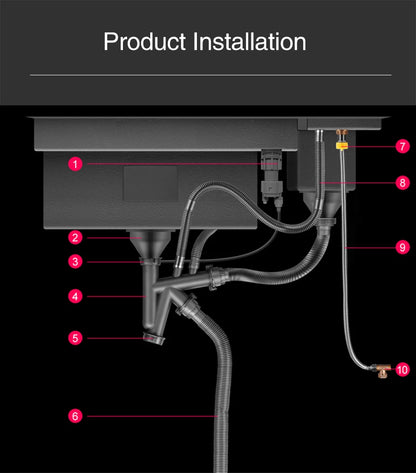 ASRAS Nanometer Hidden Flip Cover kitchen Island Sink 4mm Thickness Handmade Cup Rinser And Trash Can Kitchen Sinks
