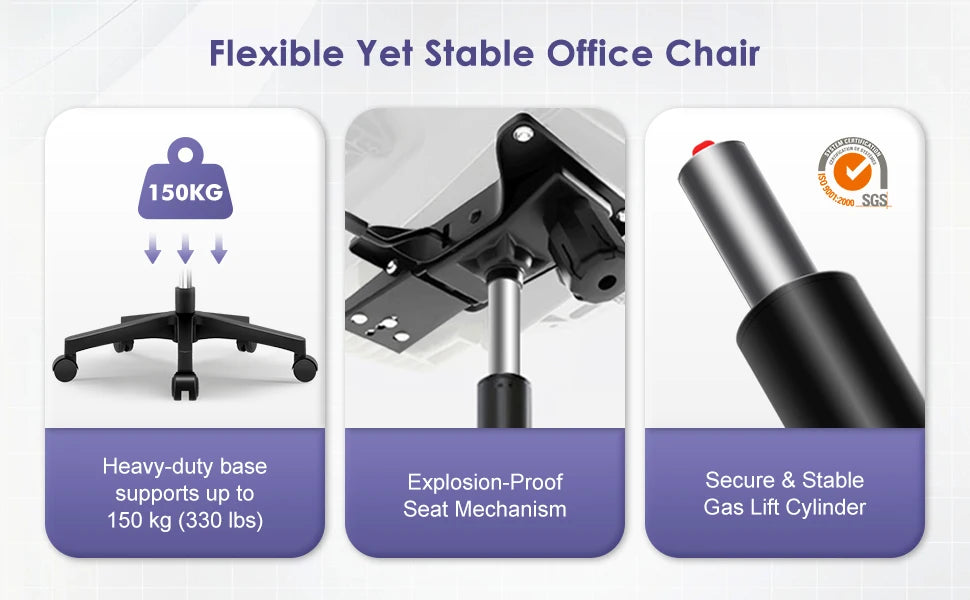 AUTHMIC Ergonomischer Bürostuhl mit Netzrücken, Lordosenstütze, hochklappbare Armlehnen, höhenverstellbar, für die Arbeit im Home-Office-Schreibtisch
