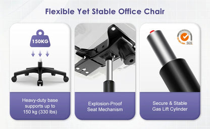 AUTHMIC Ergonomischer Bürostuhl mit Netzrücken, Lordosenstütze, hochklappbare Armlehnen, höhenverstellbar, für die Arbeit im Home-Office-Schreibtisch