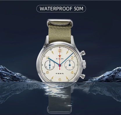 RED STAR 38mm Men's 1963 Chronograph Mechanical Watch Pilot with Seagull Movement ST1901 Air Force Aviation Sapphire Goose 40mm.