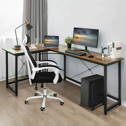 Homfa 66"(176cm) L-förmiger Schreibtisch, Computer-Gaming-Laptop-Schreibtisch, Heimbüro, Eck-Arbeitsplatz, Tisch, Arbeitstisch, 190 cm x 120 cm x 75 cm
