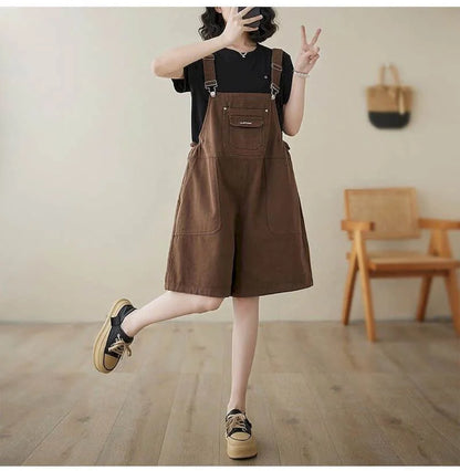 Denim Jumpsuits for Women Vintage Korean Style One Piece Outfit Casual Loose Rompers Wide Leg Jeans Summer New Women Clothing.