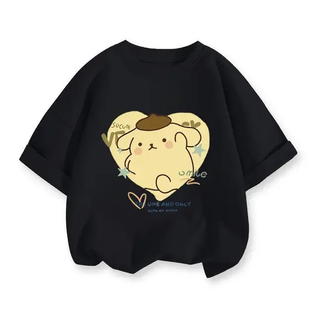 2024 New Summer COTTON T shirt Girls Boys Cinnamoroll T shirt Cartoon Print Kids T-Shirts Children Girls Tops Clothes