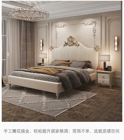 Klassisches europäisches Bett, Doppelbett, King-Size-Bett, Kopfteil, hochwertiges Bett, Twin, kreieren Sie das Hauptschlafzimmer, Cama De Casal, Wohnmöbel