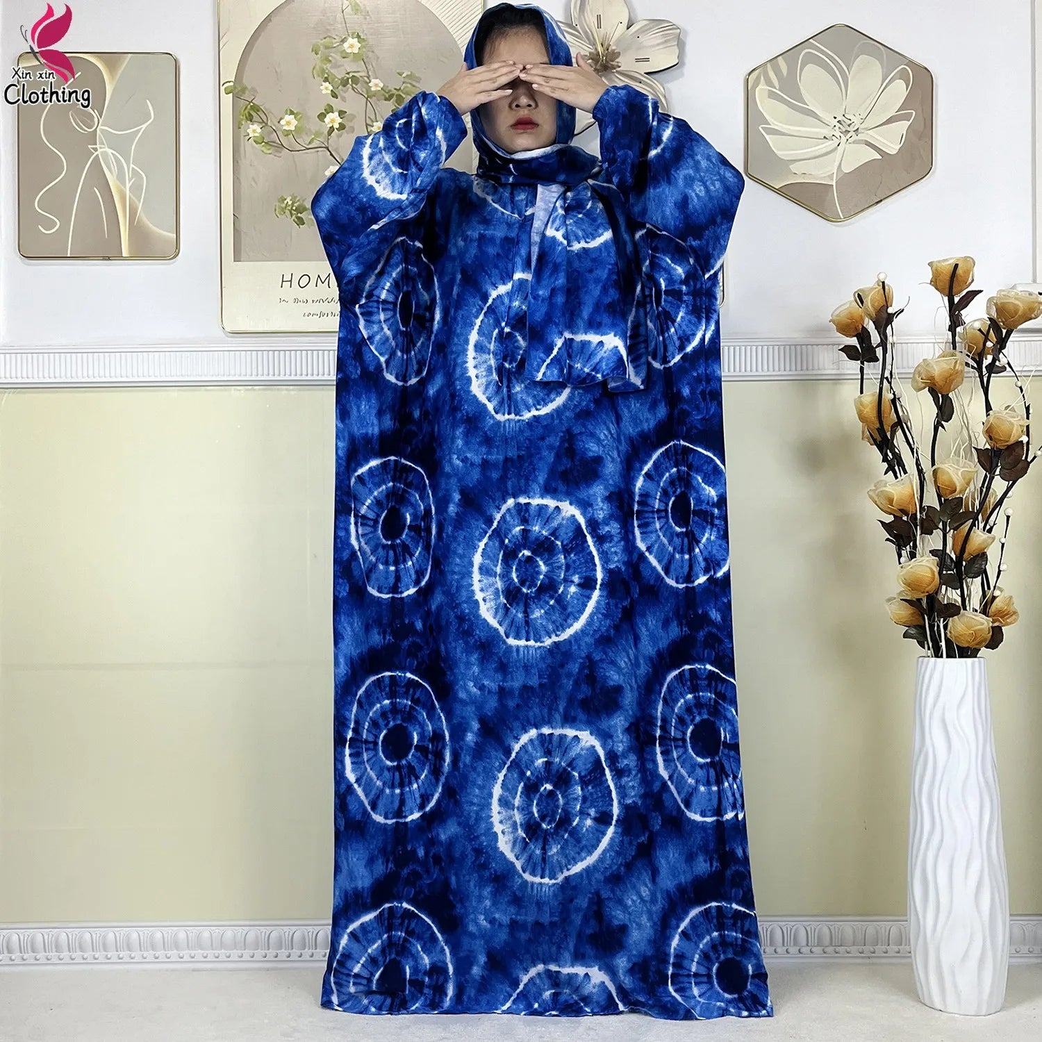 2025 New Muslim Abayas For Women Ramadan Prayer Garment Dubai Middle East Femme Robe Cotton Loose African Dress Turban Attached.