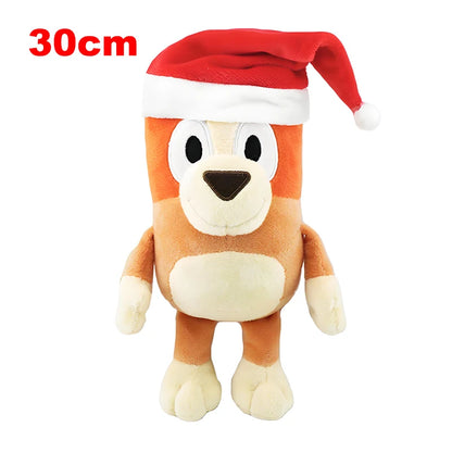20/30CM Bluey Bingo Plush Dolls Cute Cartoon Christmas Hat And Shining Star Eye Anime Figure Stuffed Toys Birthday Gift For Kids.