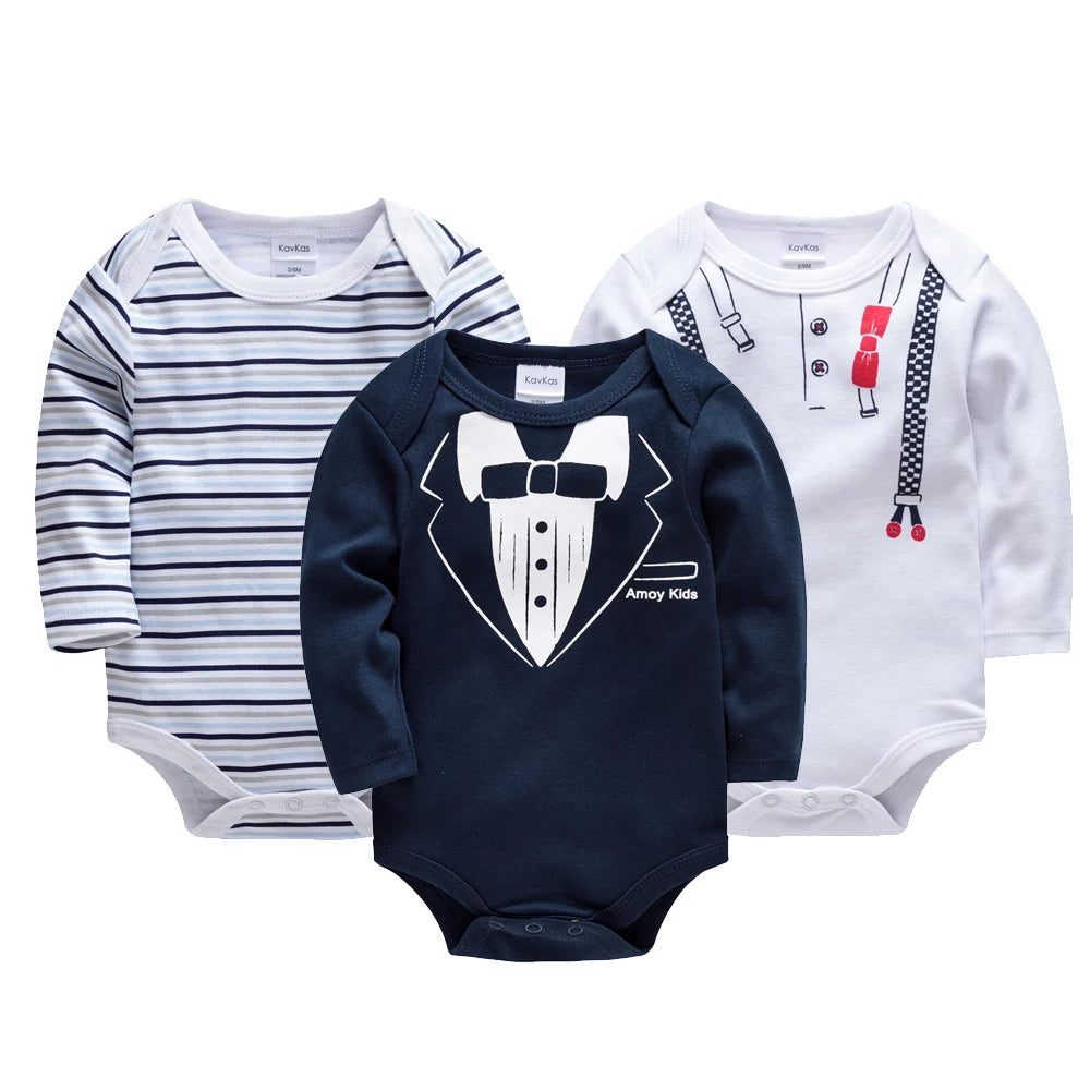 3 Teile/los Neugeborenen Baby Kleidung Jungen Nette Strampler 100% Baumwolle Langarm Body Baby Kleidung Sets Geschenk Infant Overall 0-24M.
