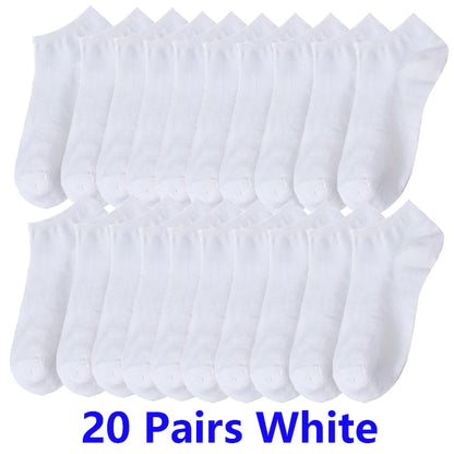 10/20/30Pairs Socks Men Women Boat Socks Thin Breathable Comfy Sweat-absorbing Ankle Socks Unisex Casual Plain Color Short Socks