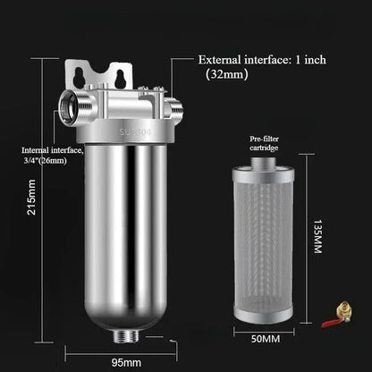 Pre filter household well water whole house household water purifier 304 stainless steel high flow backwashing water filter.