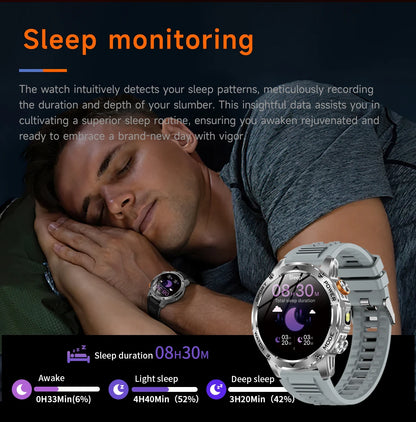 LIGE 2025 New 1000mah Smart Watch Men AMOLED HD Display Sport Fitness LED Flashlight Bluetooth Call Smartwatch For HUAWEI XIAOMI