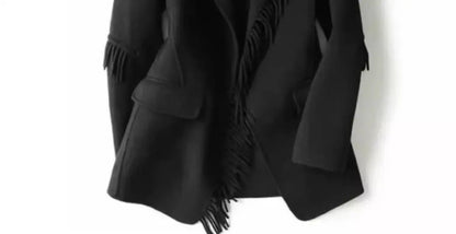 2025 neue Herbst Winter Wolle Mantel Frauen Windjacke Jacke Baumwolle Oberbekleidung Quaste Woolen Anzug Kleidung Weibliche Strickjacke