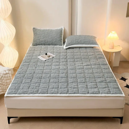 Winter Taft Velvet Mattress Topper Pad Fleece Bedspread Fold Non-slip Thin Tatami Mat Student Dormitory Bed Sheet Mattress Cover